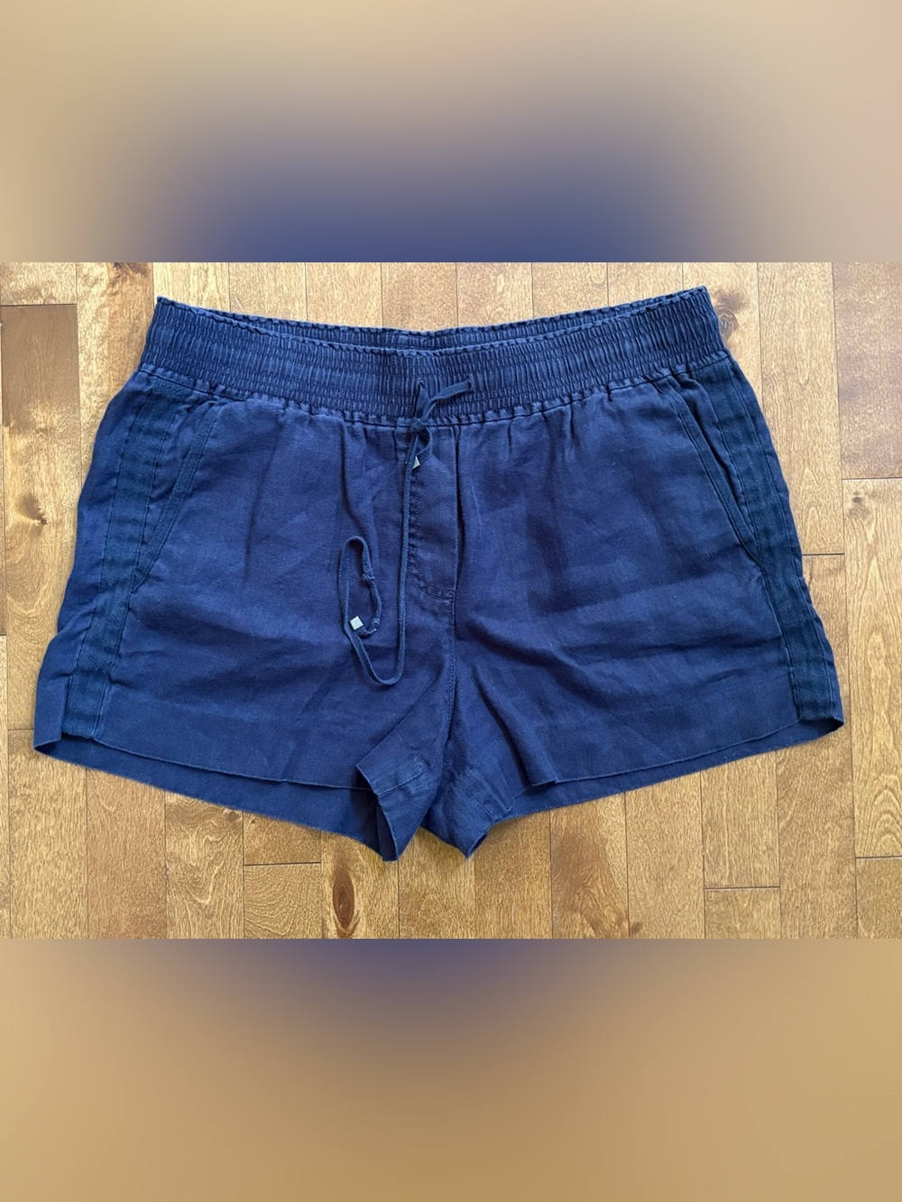 J.CREW 100% Linen Seaside Shorts Navy Blue Women's Size Large